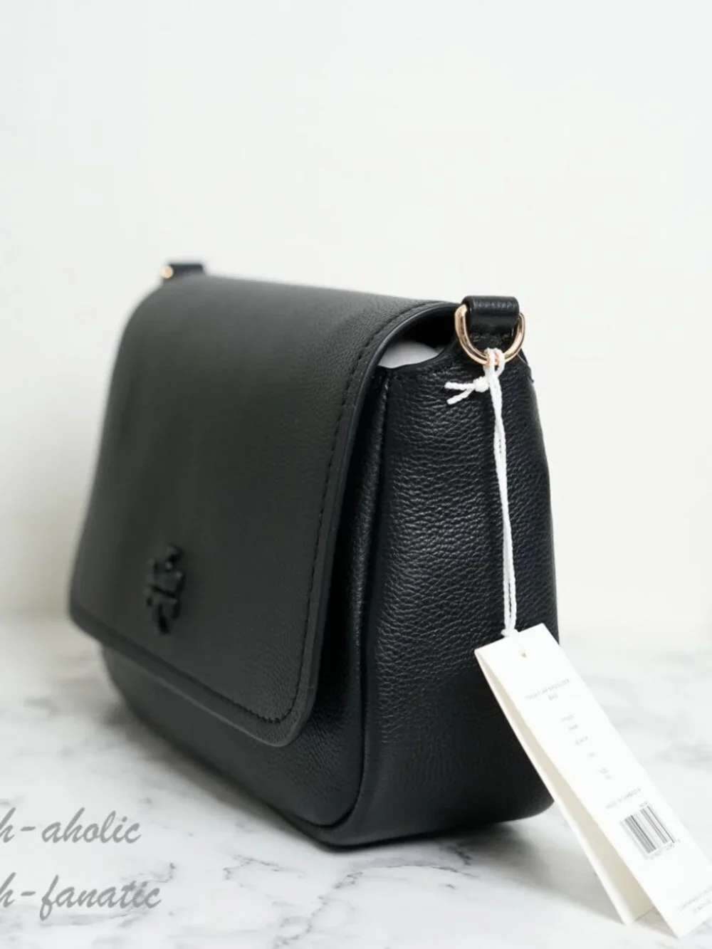 Tory Burch Thea Pebbled Leather Flap Crossbody Shoulder Bag in Black NWT